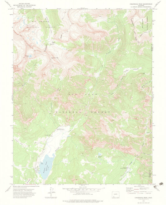 Classic USGS Cimarrona Peak Colorado 7.5'x7.5' Topo Map Image
