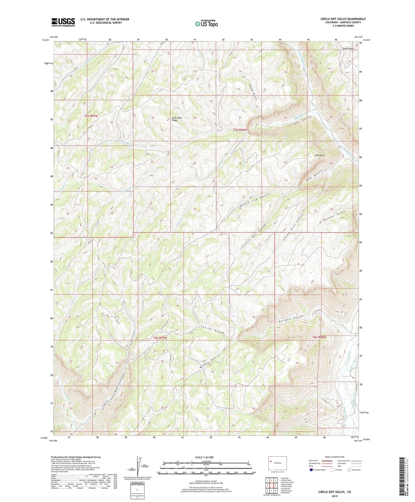 Circle Dot Gulch Colorado US Topo Map Image