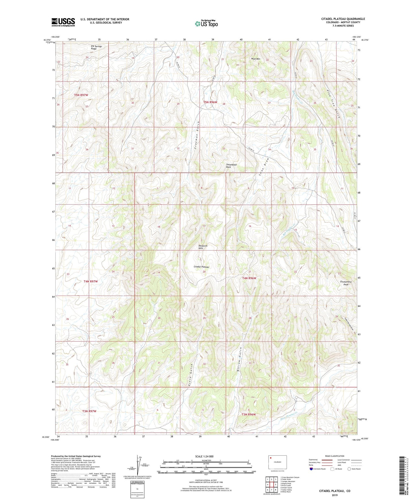 Citadel Plateau Colorado US Topo Map Image