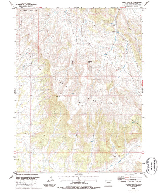 Classic USGS Citadel Plateau Colorado 7.5'x7.5' Topo Map Image