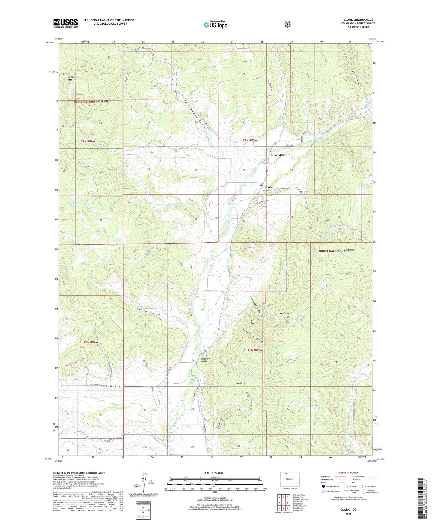 Clark Colorado US Topo Map Image