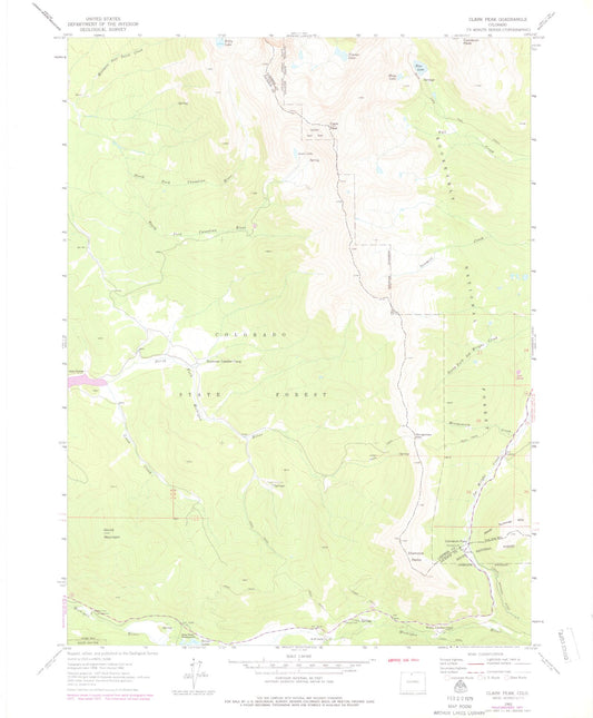 USGS Classic Clark Peak Colorado 7.5'x7.5' Topo Map Image