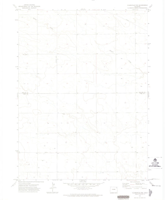 Classic USGS Clarkville NE Colorado 7.5'x7.5' Topo Map Image