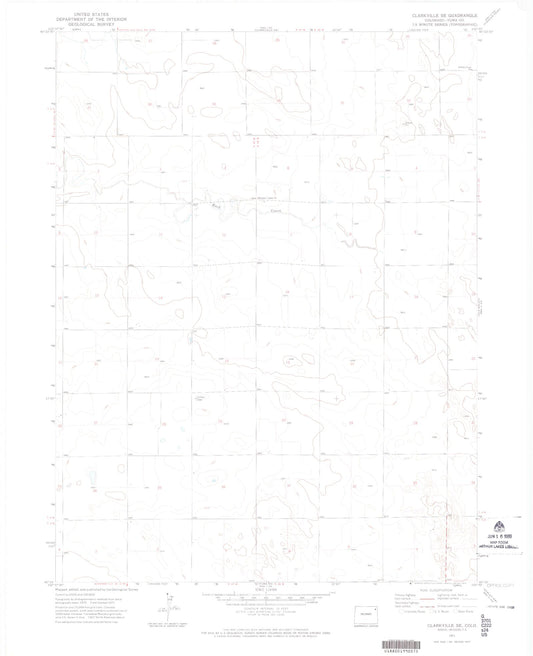 Classic USGS Clarkville SE Colorado 7.5'x7.5' Topo Map Image