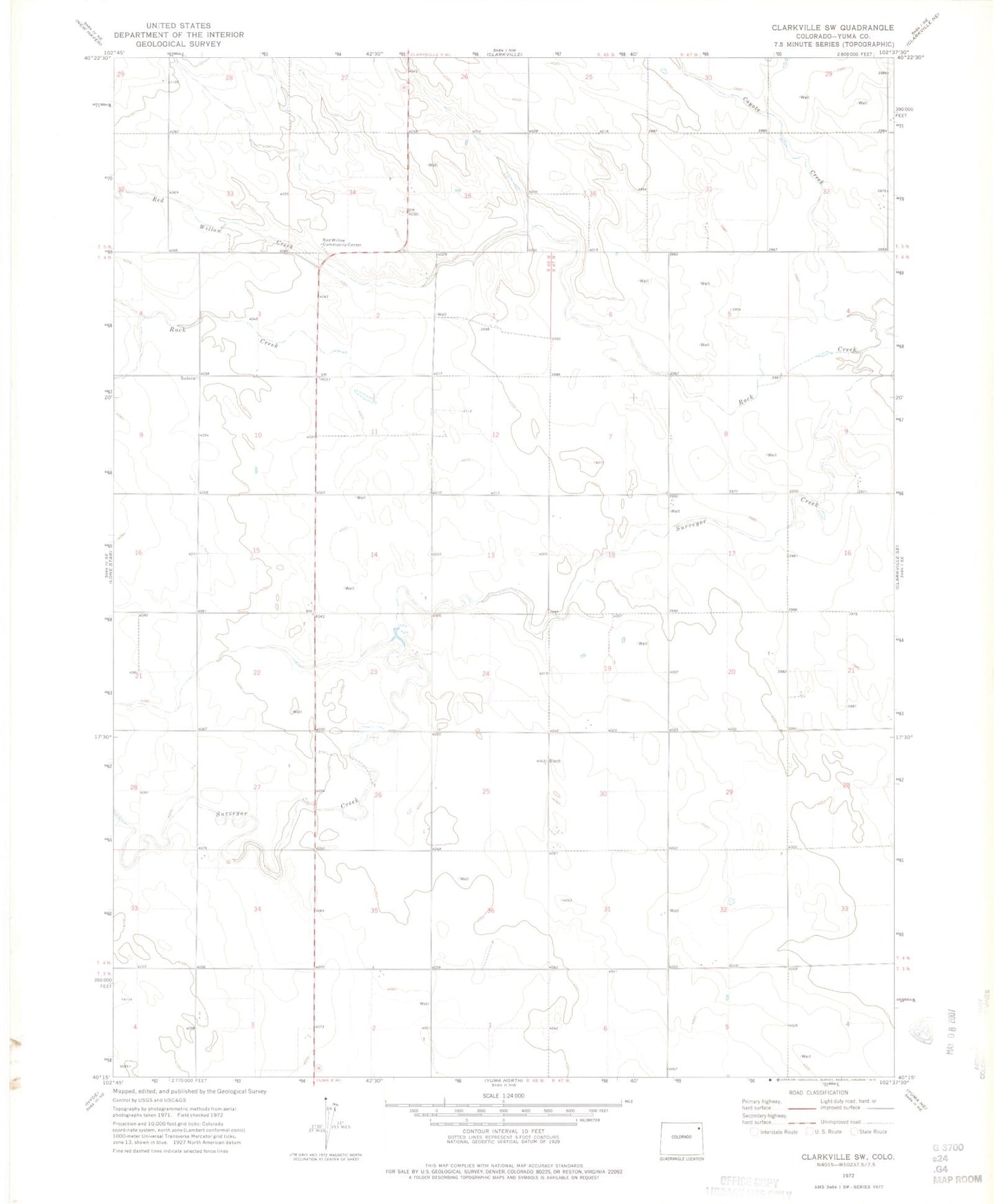 Classic USGS Clarkville SW Colorado 7.5'x7.5' Topo Map Image