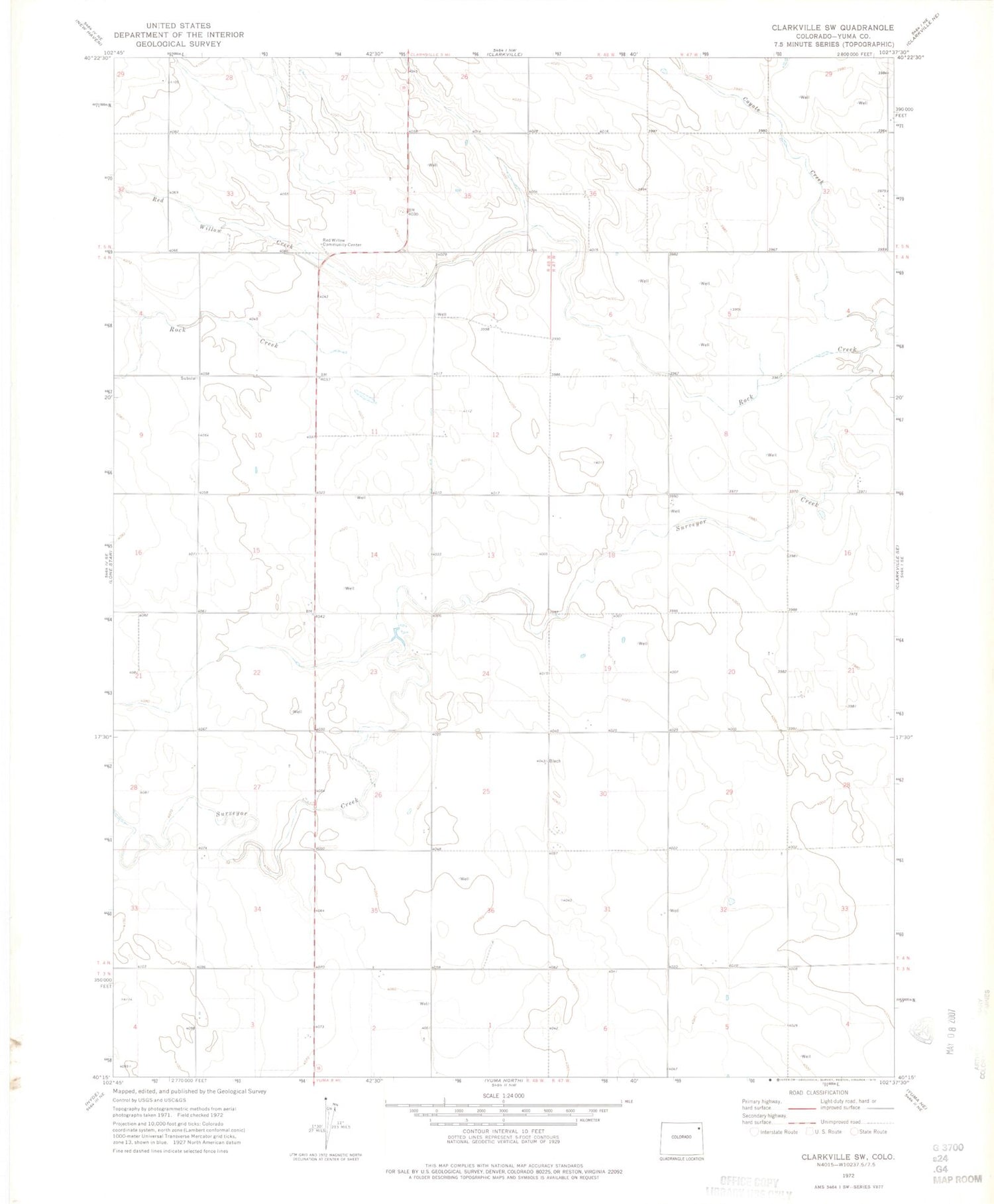 Classic USGS Clarkville SW Colorado 7.5'x7.5' Topo Map Image