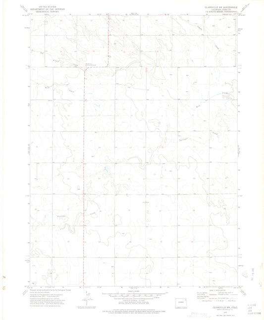 Classic USGS Clarkville SW Colorado 7.5'x7.5' Topo Map Image