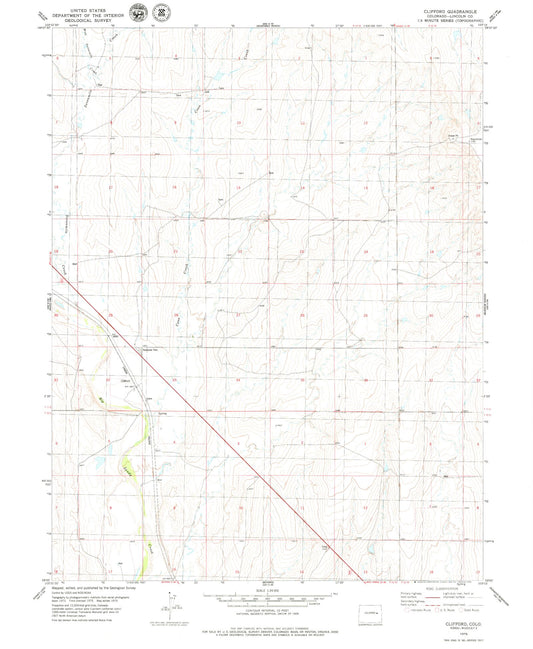 Classic USGS Clifford Colorado 7.5'x7.5' Topo Map Image