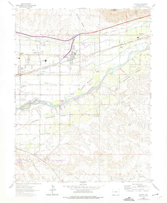 Classic USGS Clifton Colorado 7.5'x7.5' Topo Map Image