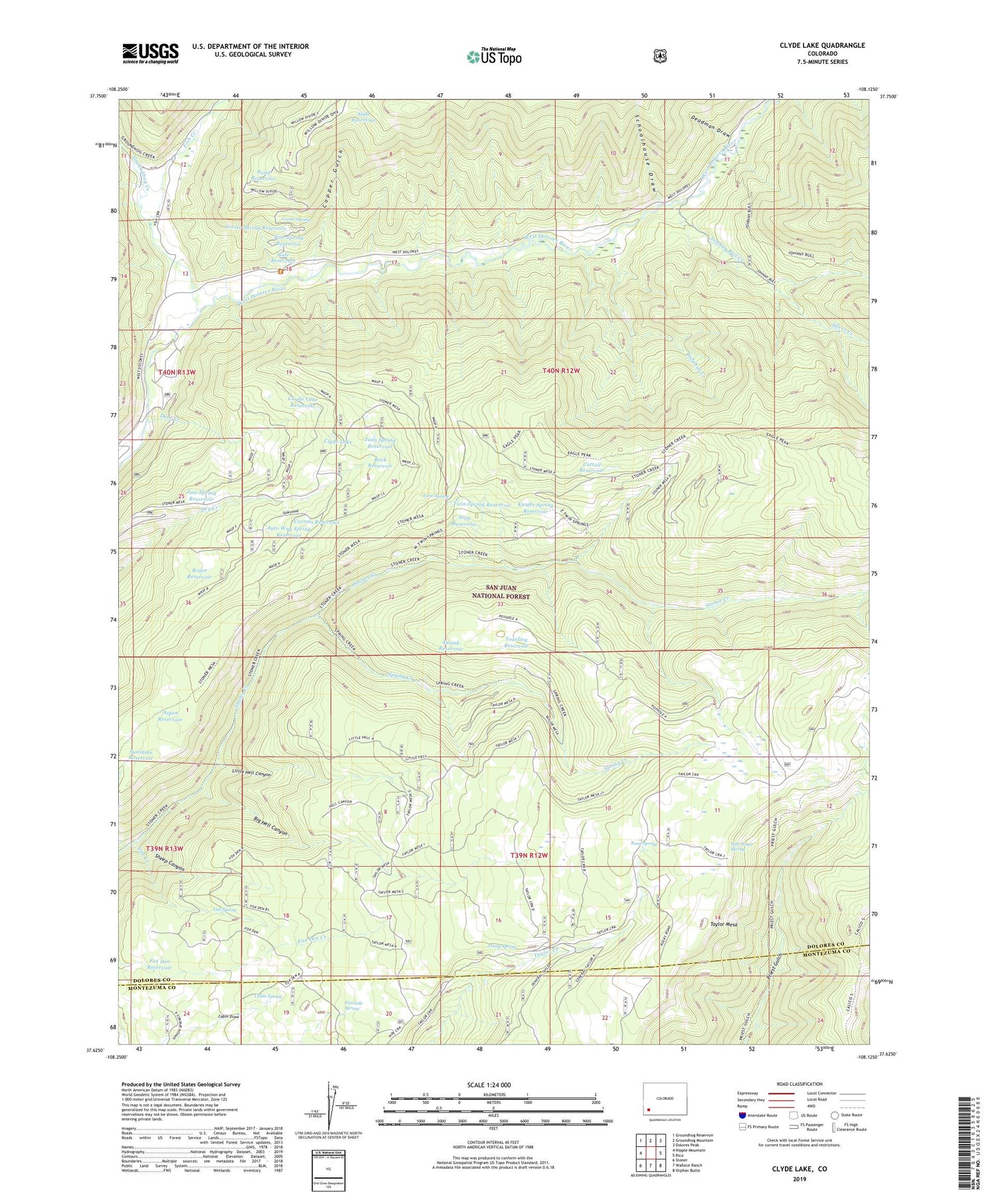 Clyde Lake Colorado US Topo Map Image