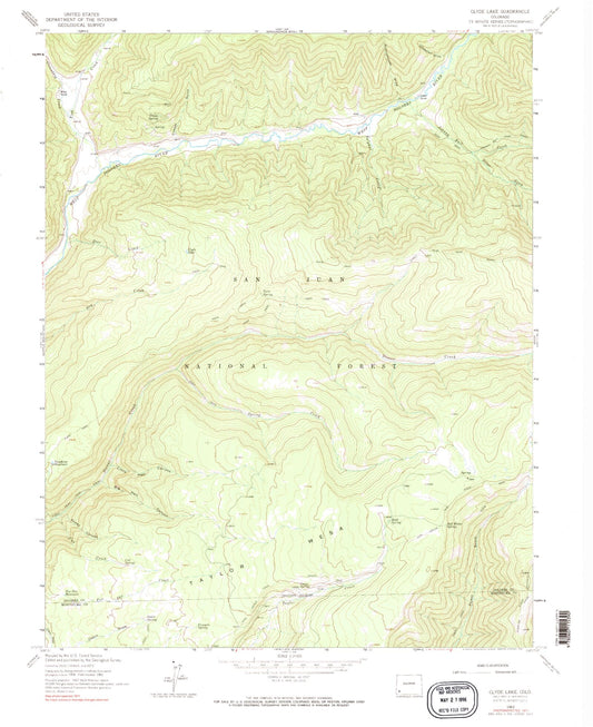 USGS Classic Clyde Lake Colorado 7.5'x7.5' Topo Map Image