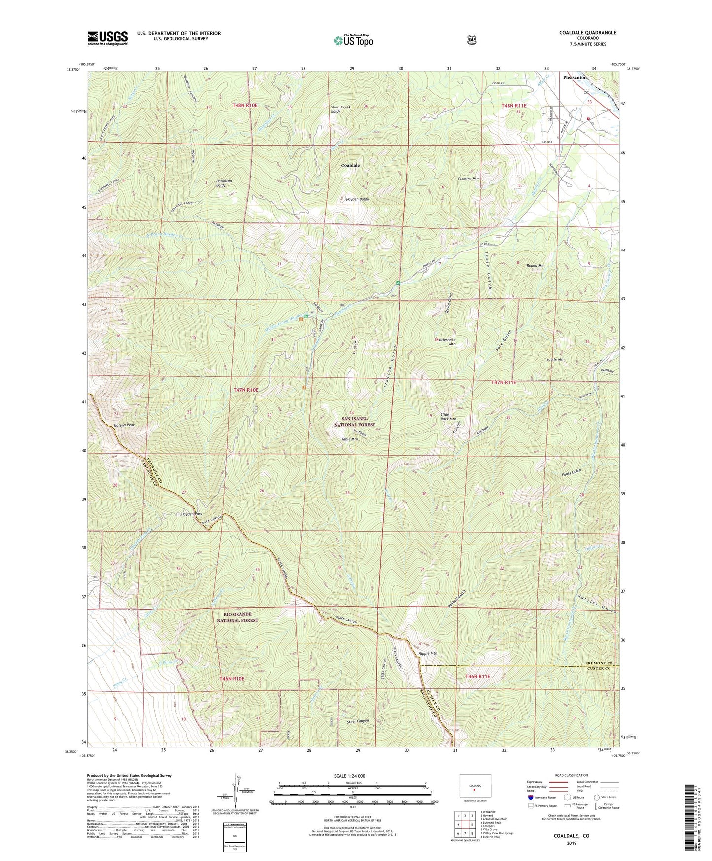 Coaldale Colorado US Topo Map Image