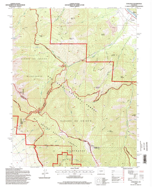 Classic USGS Coaldale Colorado 7.5'x7.5' Topo Map Image