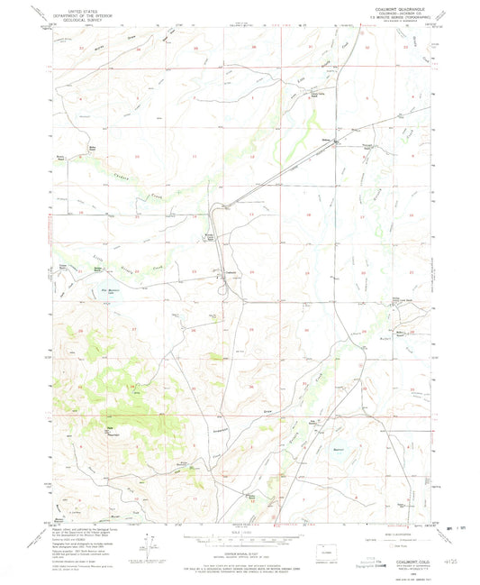 Classic USGS Coalmont Colorado 7.5'x7.5' Topo Map Image