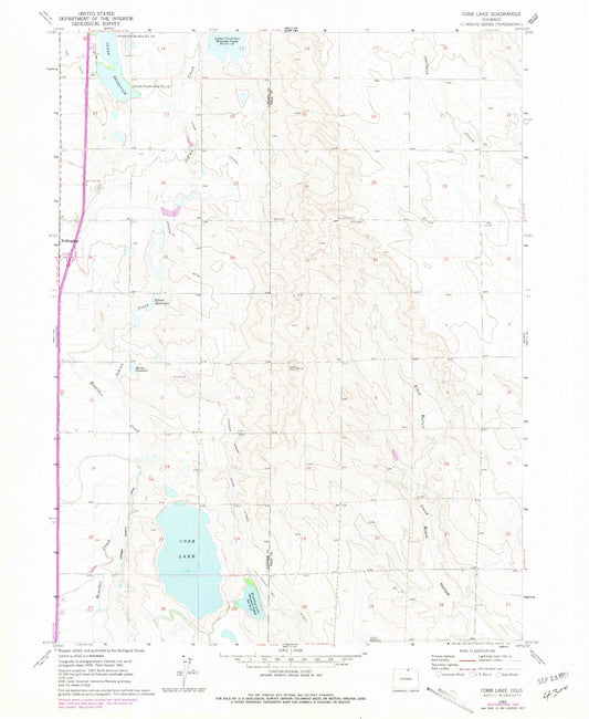 Classic USGS Cobb Lake Colorado 7.5'x7.5' Topo Map Image
