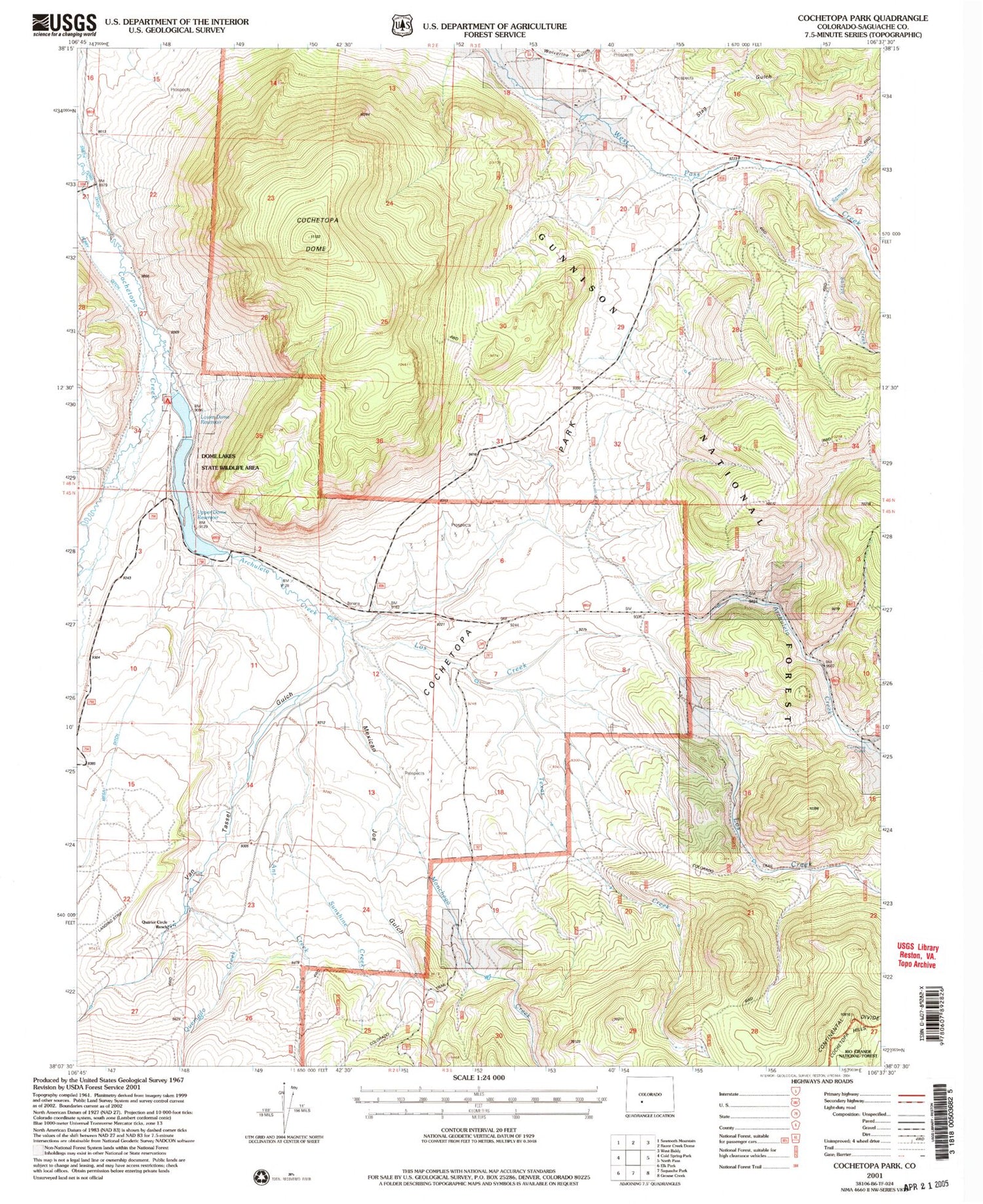 Classic USGS Cochetopa Park Colorado 7.5'x7.5' Topo Map Image