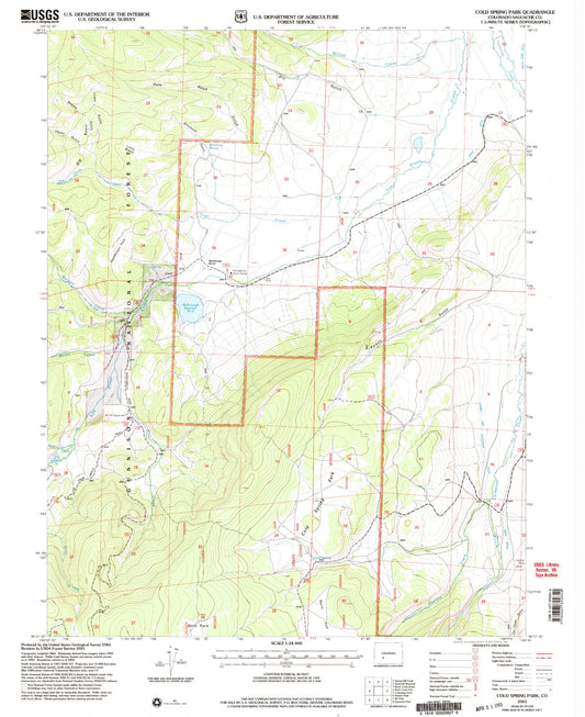 Classic USGS Cold Spring Park Colorado 7.5'x7.5' Topo Map Image