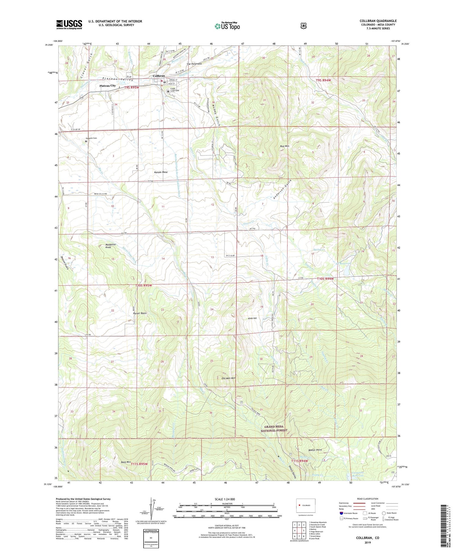 Collbran Colorado US Topo Map Image