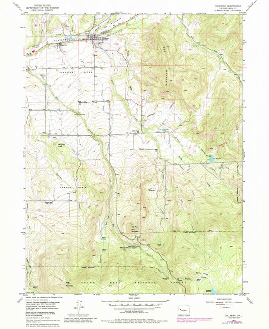 Classic USGS Collbran Colorado 7.5'x7.5' Topo Map Image