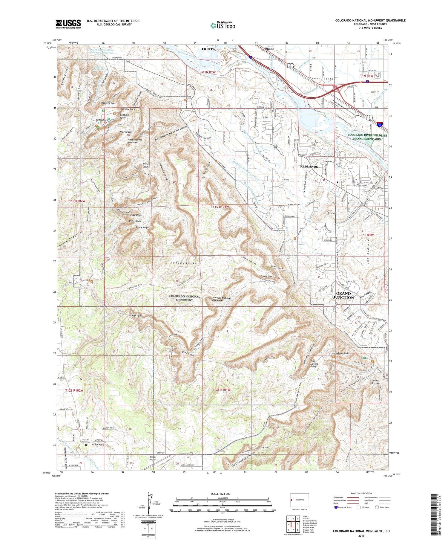 Colorado National Monument Colorado US Topo Map Image