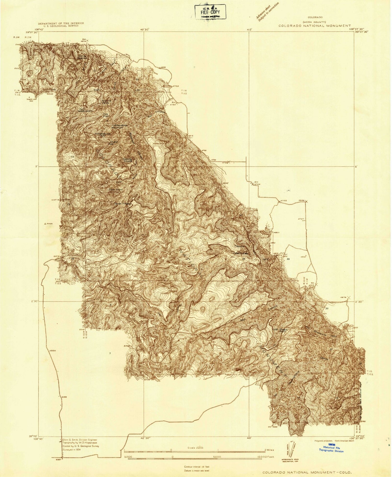 Classic USGS Colorado National Monument Colorado 7.5'x7.5' Topo Map Image