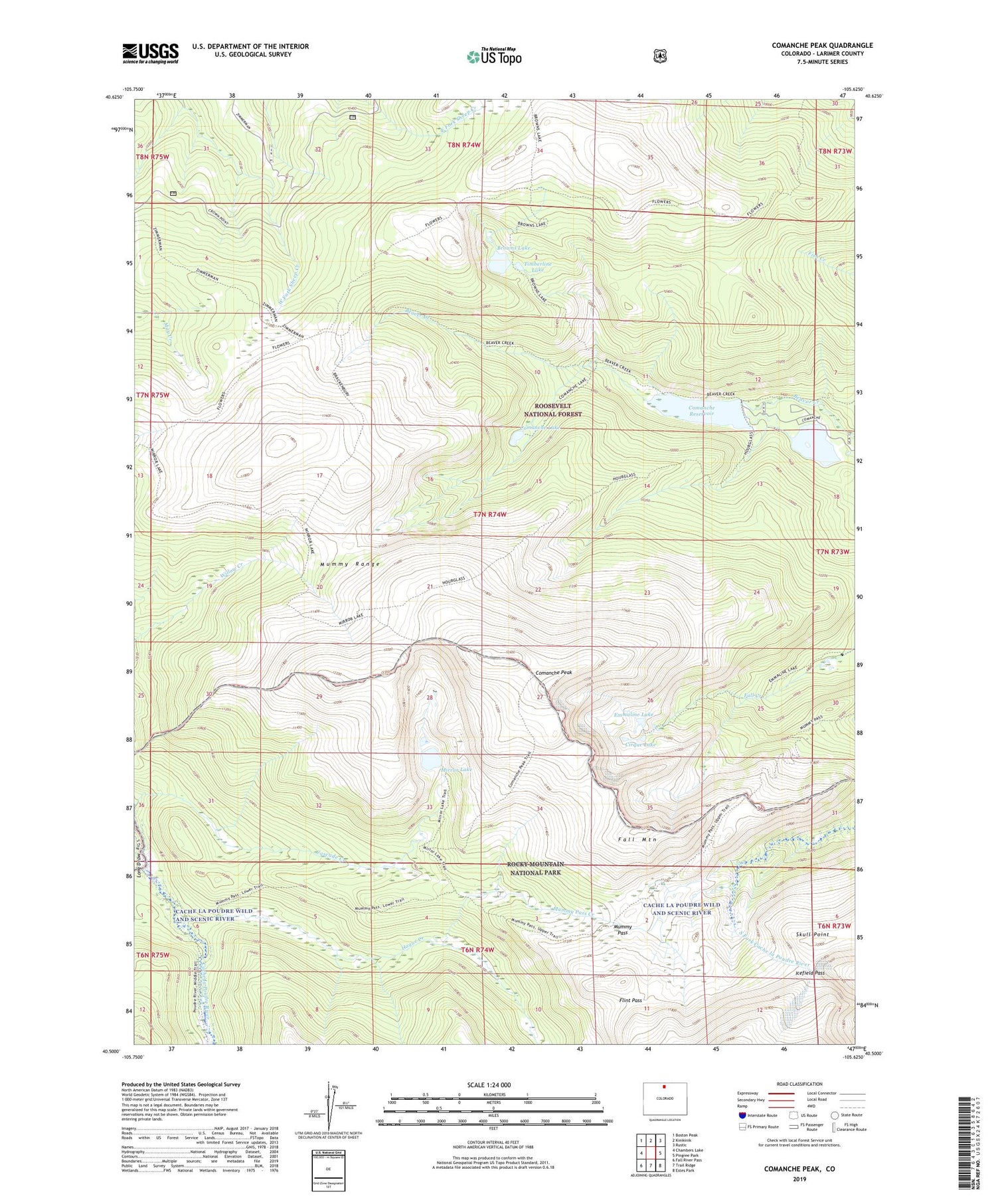 Comanche Peak Colorado US Topo Map Image