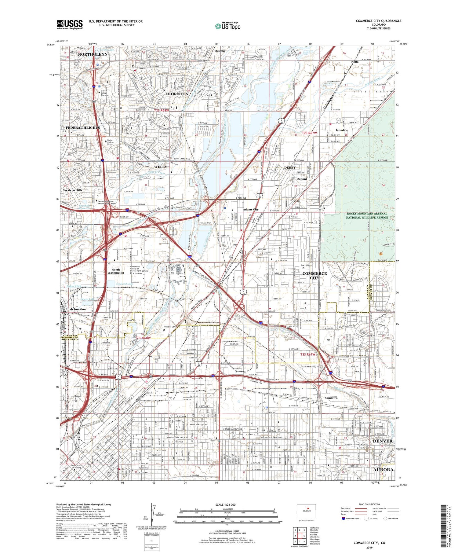 Commerce City Colorado US Topo Map Image