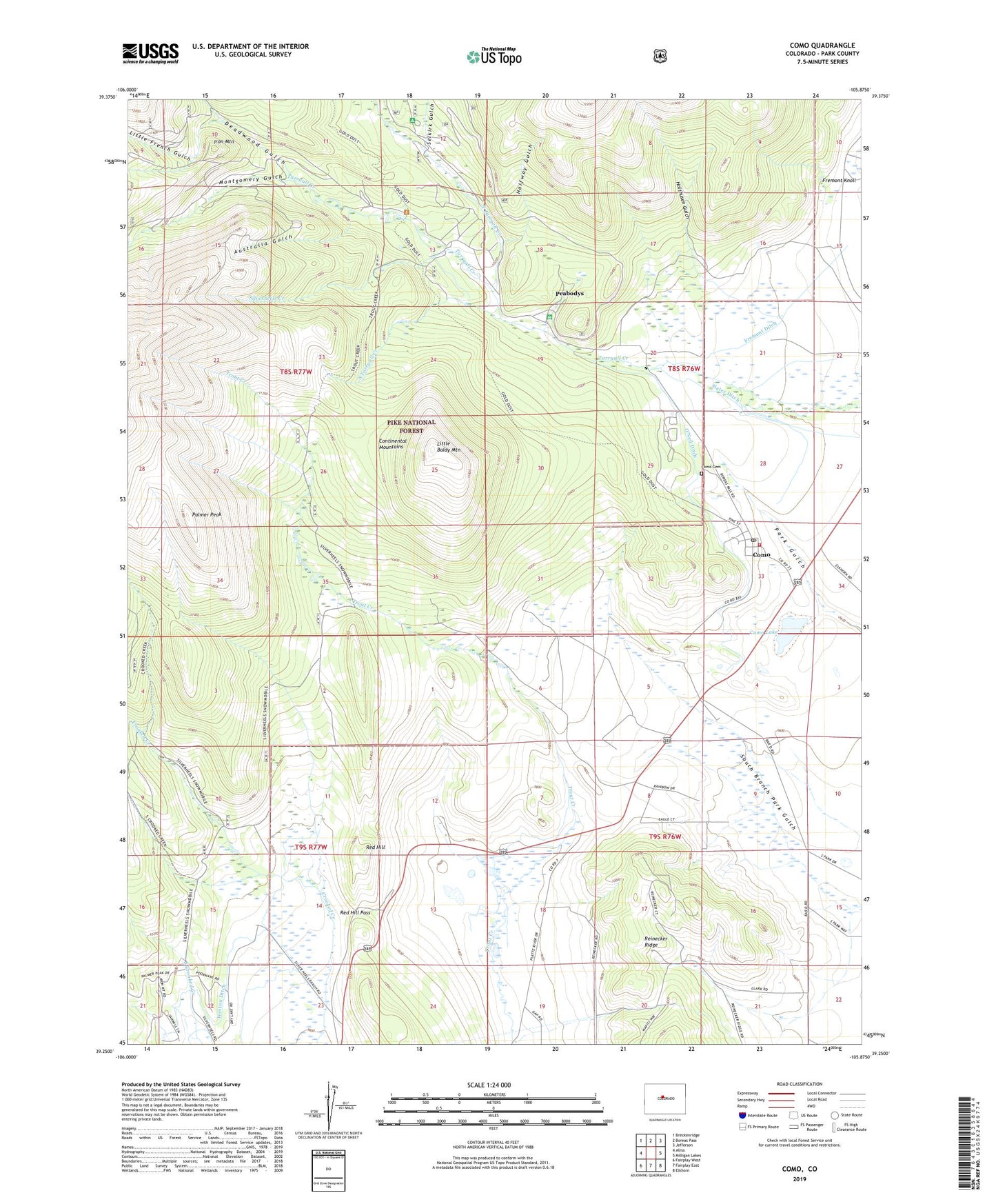 Como Colorado US Topo Map Image