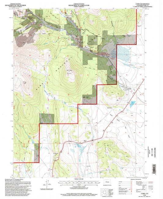Classic USGS Como Colorado 7.5'x7.5' Topo Map Image