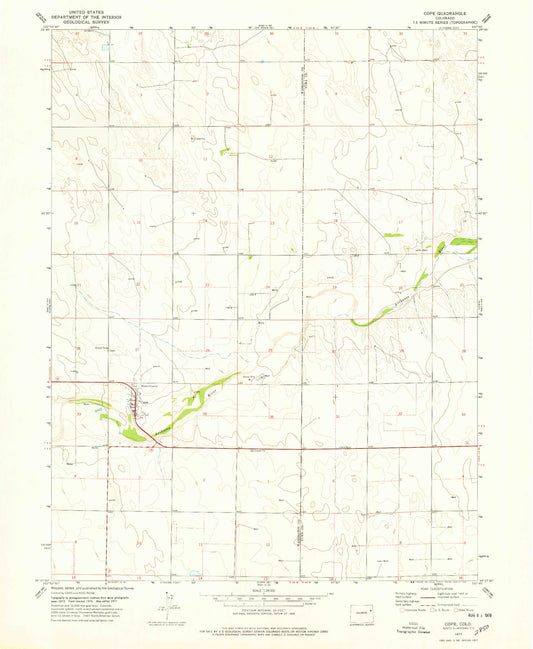 Classic USGS Cope Colorado 7.5'x7.5' Topo Map Image