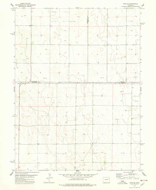Classic USGS Cope SE Colorado 7.5'x7.5' Topo Map Image