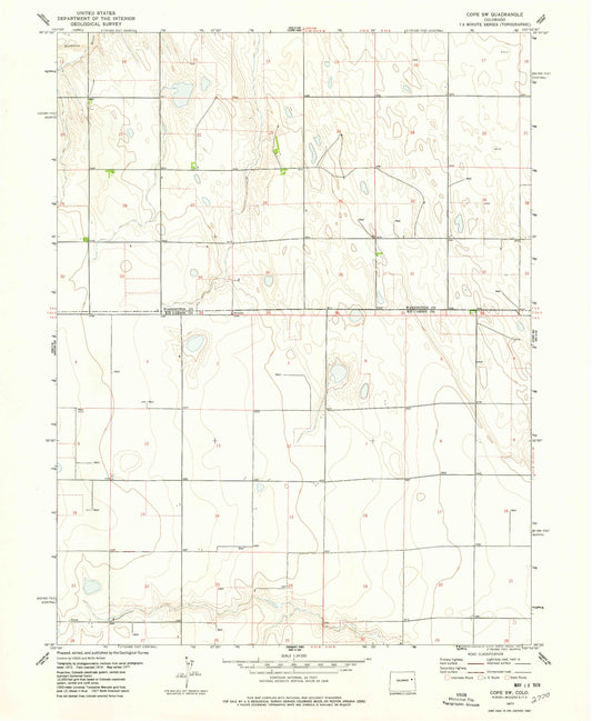 Classic USGS Cope SW Colorado 7.5'x7.5' Topo Map Image