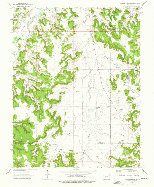 Classic USGS Corbin Canyon Colorado 7.5'x7.5' Topo Map Image