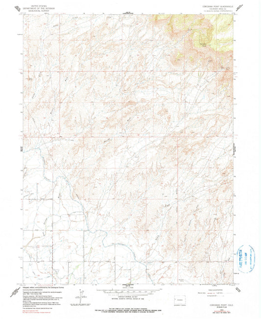 Classic USGS Corcoran Point Colorado 7.5'x7.5' Topo Map Image