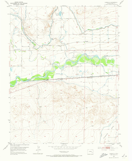 Classic USGS Cornelia Colorado 7.5'x7.5' Topo Map Image