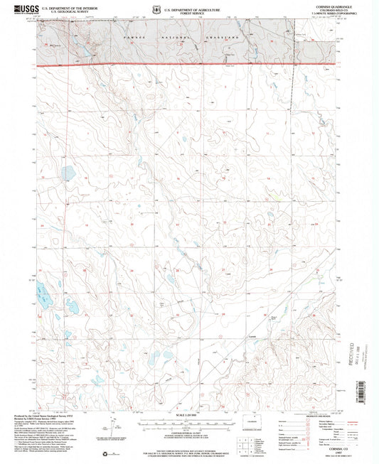 Classic USGS Cornish Colorado 7.5'x7.5' Topo Map Image