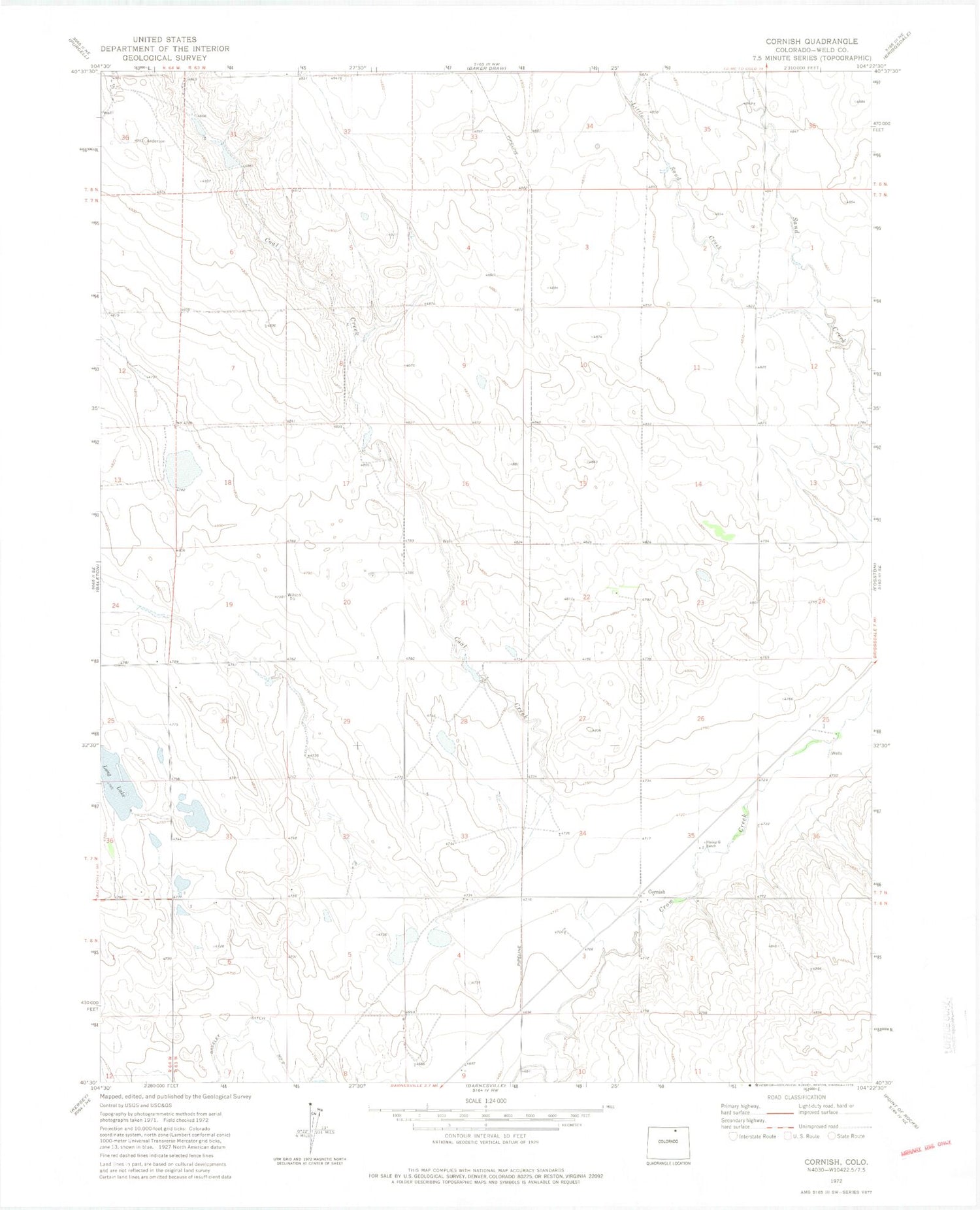 Classic USGS Cornish Colorado 7.5'x7.5' Topo Map MyTopo Map Store