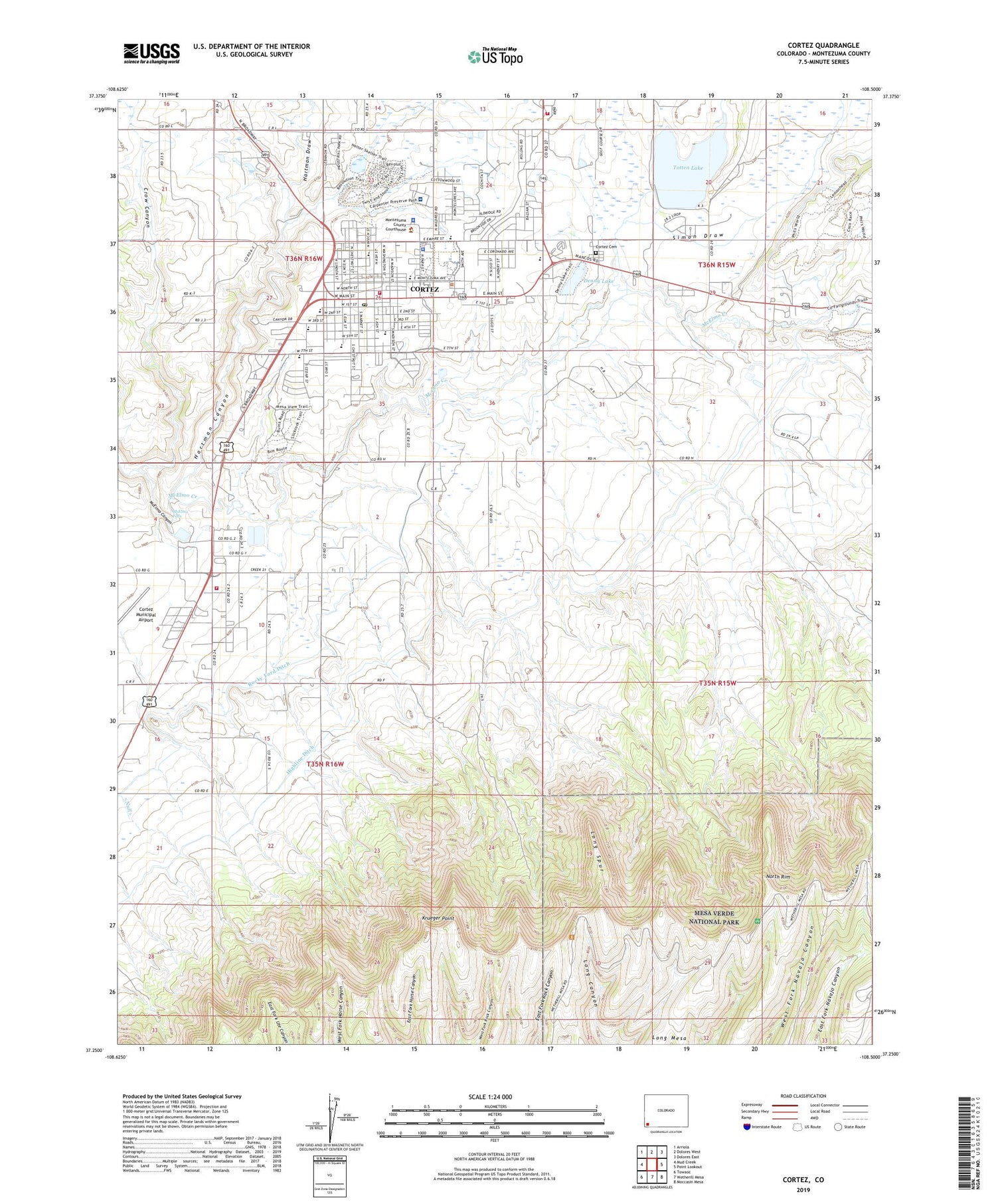 Cortez Colorado US Topo Map Image