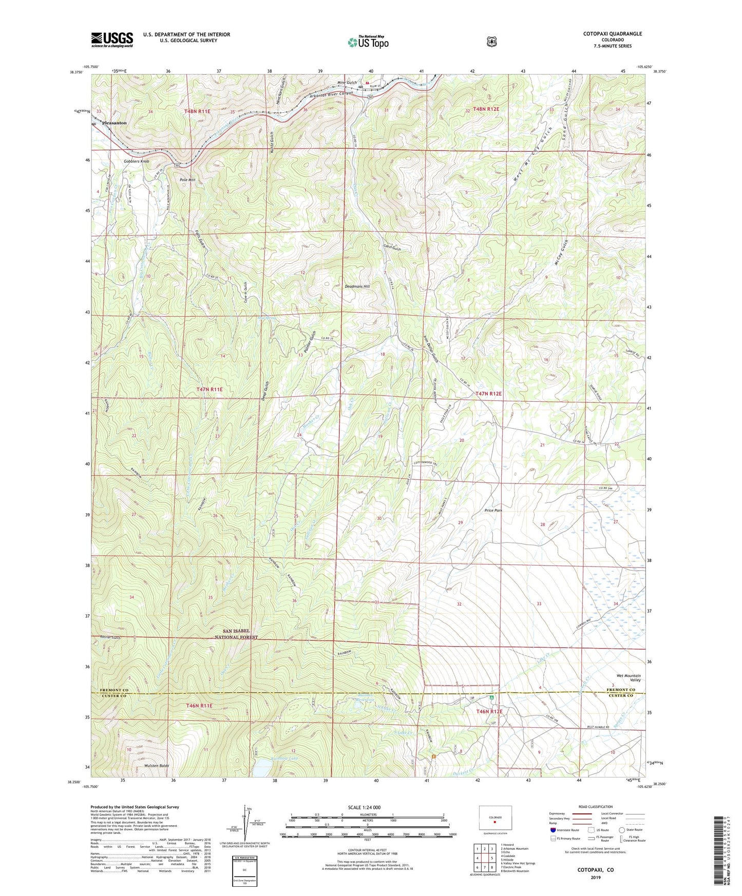Cotopaxi Colorado US Topo Map Image