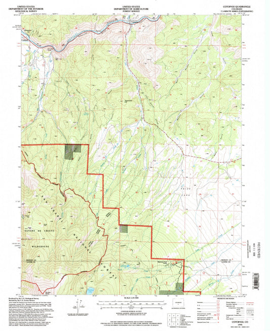 Classic USGS Cotopaxi Colorado 7.5'x7.5' Topo Map Image