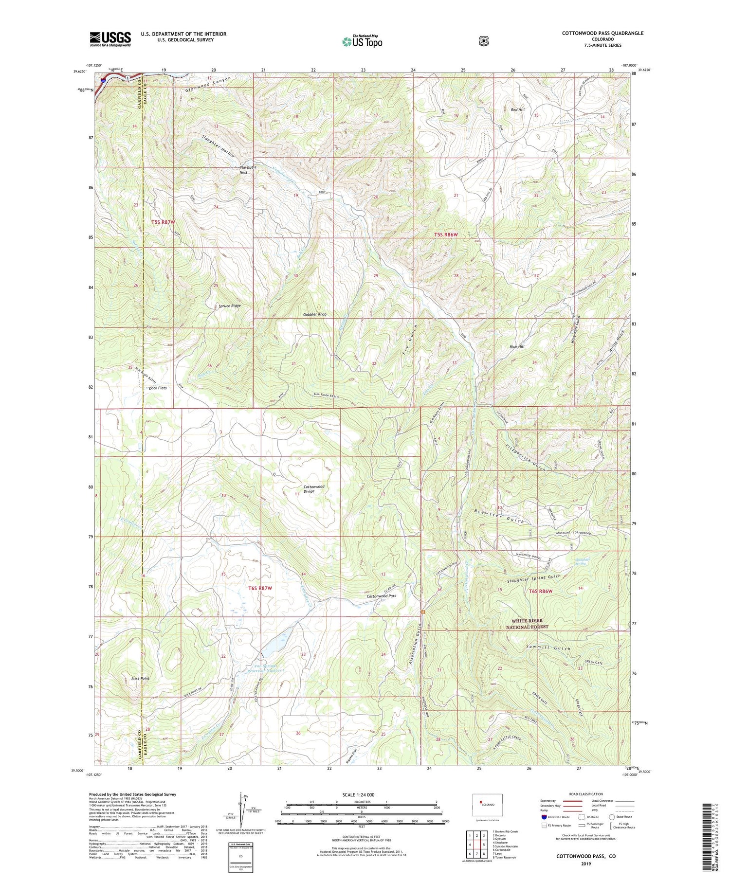 Cottonwood Pass Colorado US Topo Map Image