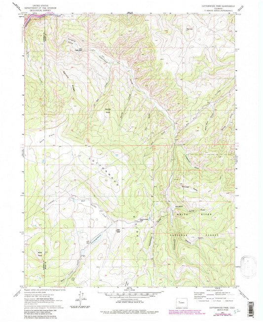 Classic USGS Cottonwood Pass Colorado 7.5'x7.5' Topo Map Image