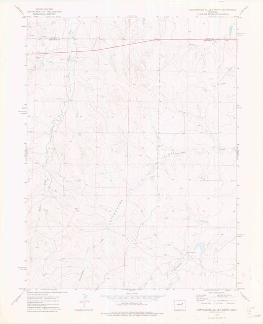 Classic USGS Cottonwood Valley North Colorado 7.5'x7.5' Topo Map Image