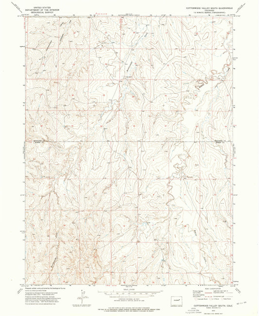 Classic USGS Cottonwood Valley South Colorado 7.5'x7.5' Topo Map Image