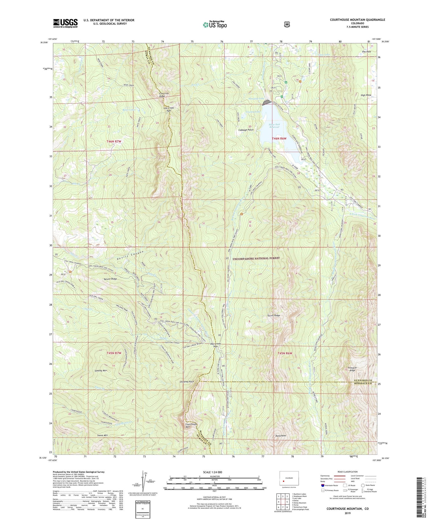 Courthouse Mountain Colorado US Topo Map Image