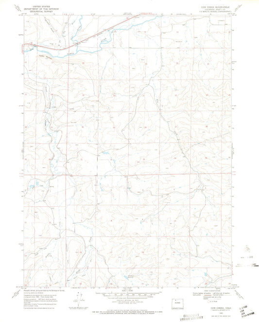 Classic USGS Cow Creek Colorado 7.5'x7.5' Topo Map Image
