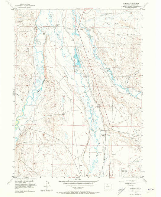 Classic USGS Cowdrey Colorado 7.5'x7.5' Topo Map Image