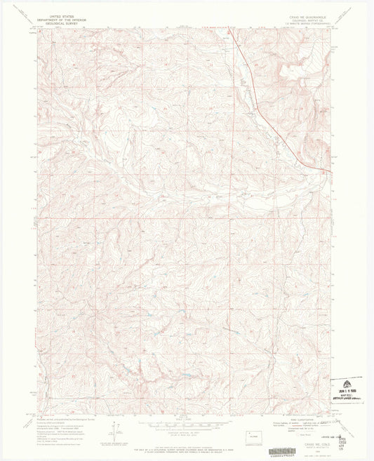 Classic USGS Craig NE Colorado 7.5'x7.5' Topo Map Image