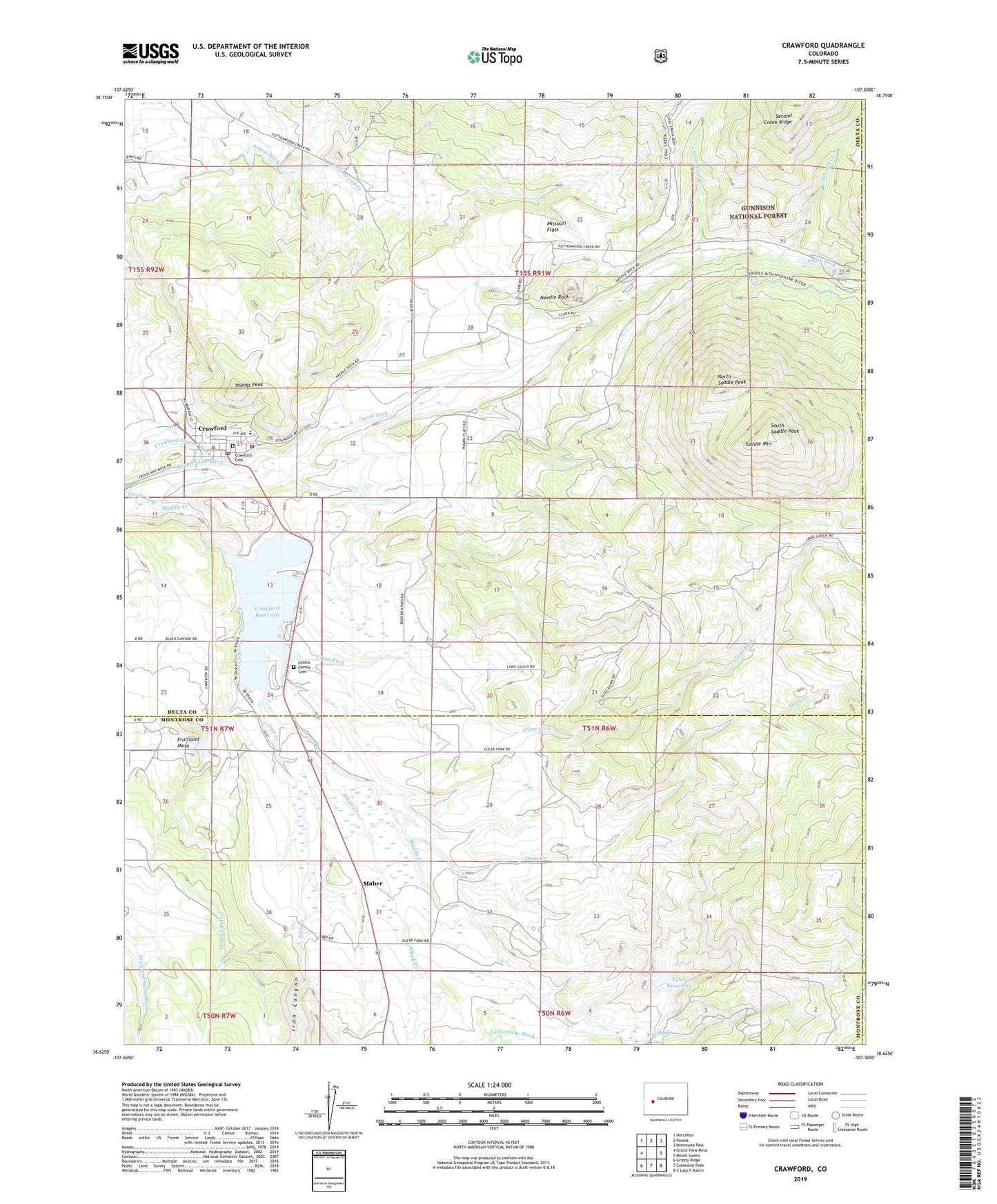 Crawford Colorado US Topo Map Image