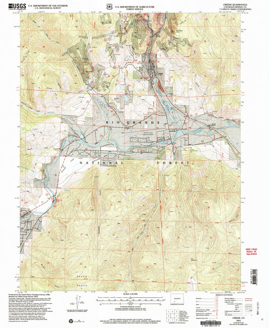 Classic USGS Creede Colorado 7.5'x7.5' Topo Map Image
